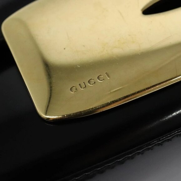 GUCCI Shoulder Bag Enamel Black Gold 0001 3444 1812 Auth bs28872 - Picture 13 of 16